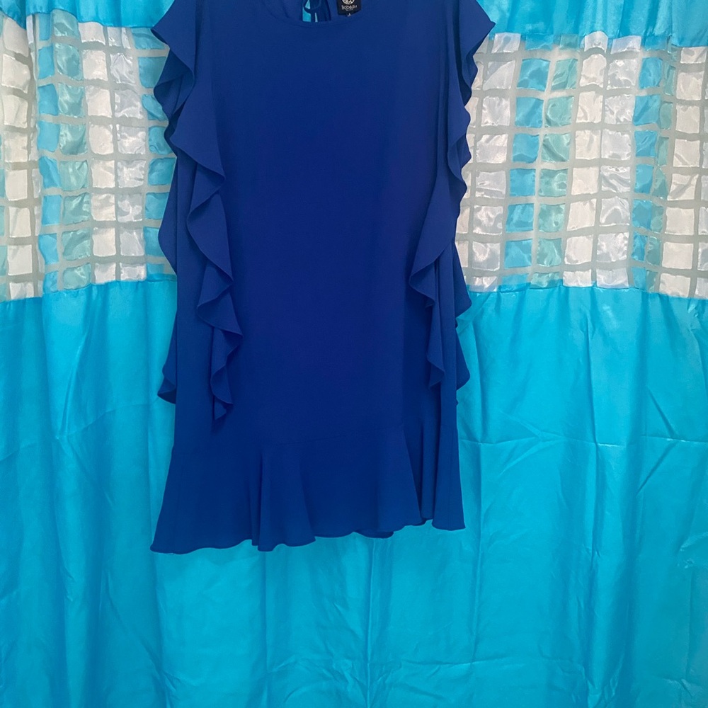 Blue  Ruffled Mini Dress - Picture 4 of 5